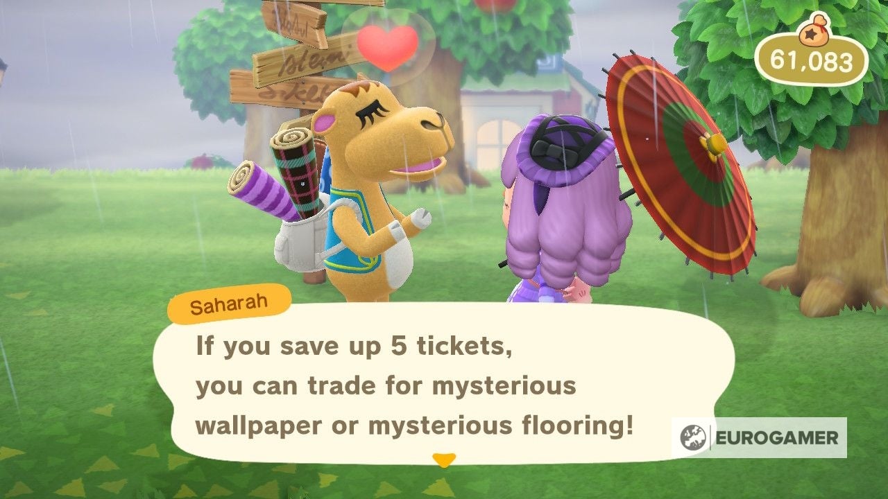 Animal Crossing Saharah departure time, tickets, and mysterious paper